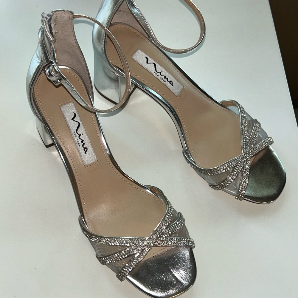 Nina Ina Silver Strappy Women's Heels